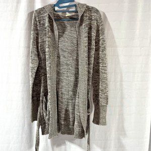 Women's ROXY Hooded Long Sleeve Sweater Cardigan with Tie & Pockets, Size Large